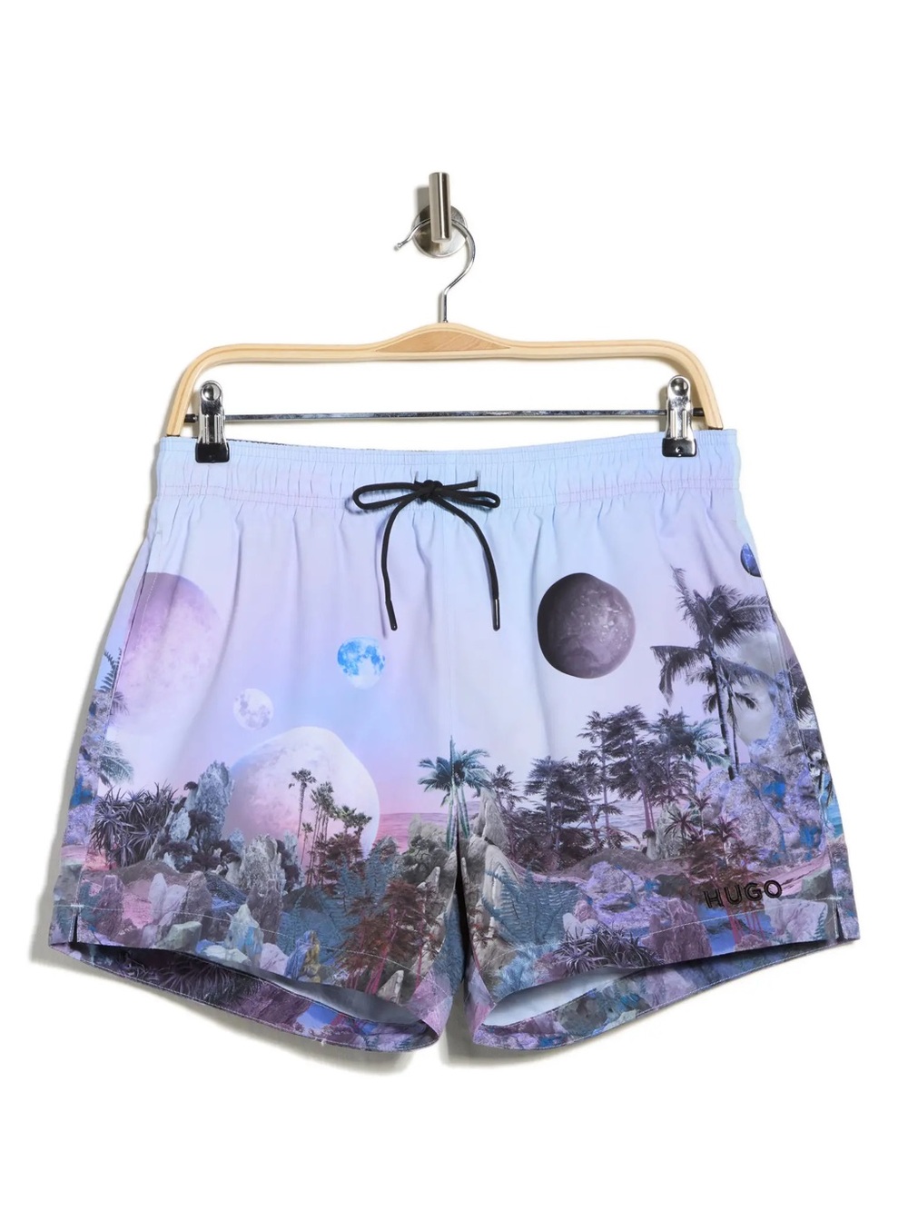 HUGO Pastel Purple & Blue Tropical Moon Swim Shorts